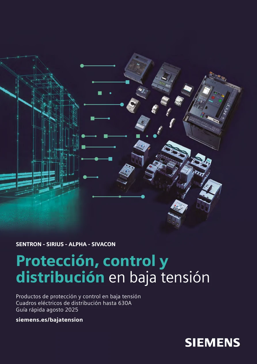 Portada de la guía rápida Siemens de protección, control y distribución en baja tensión, agosto de 2025