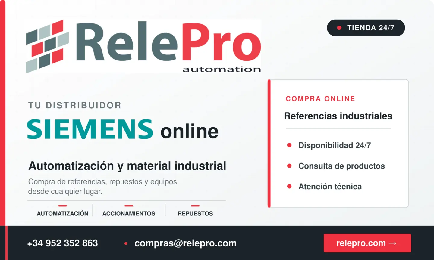 RelePro automation, distribuidor Siemens online para automatización, accionamientos y repuestos