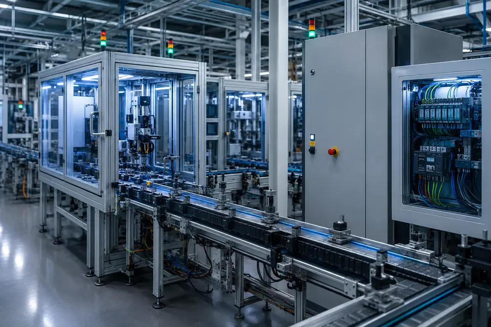 Línea de producción con automatización industrial