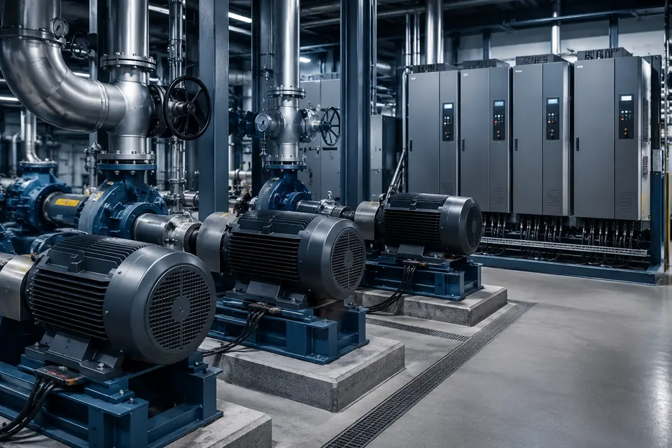 Motores y accionamientos en una instalación industrial